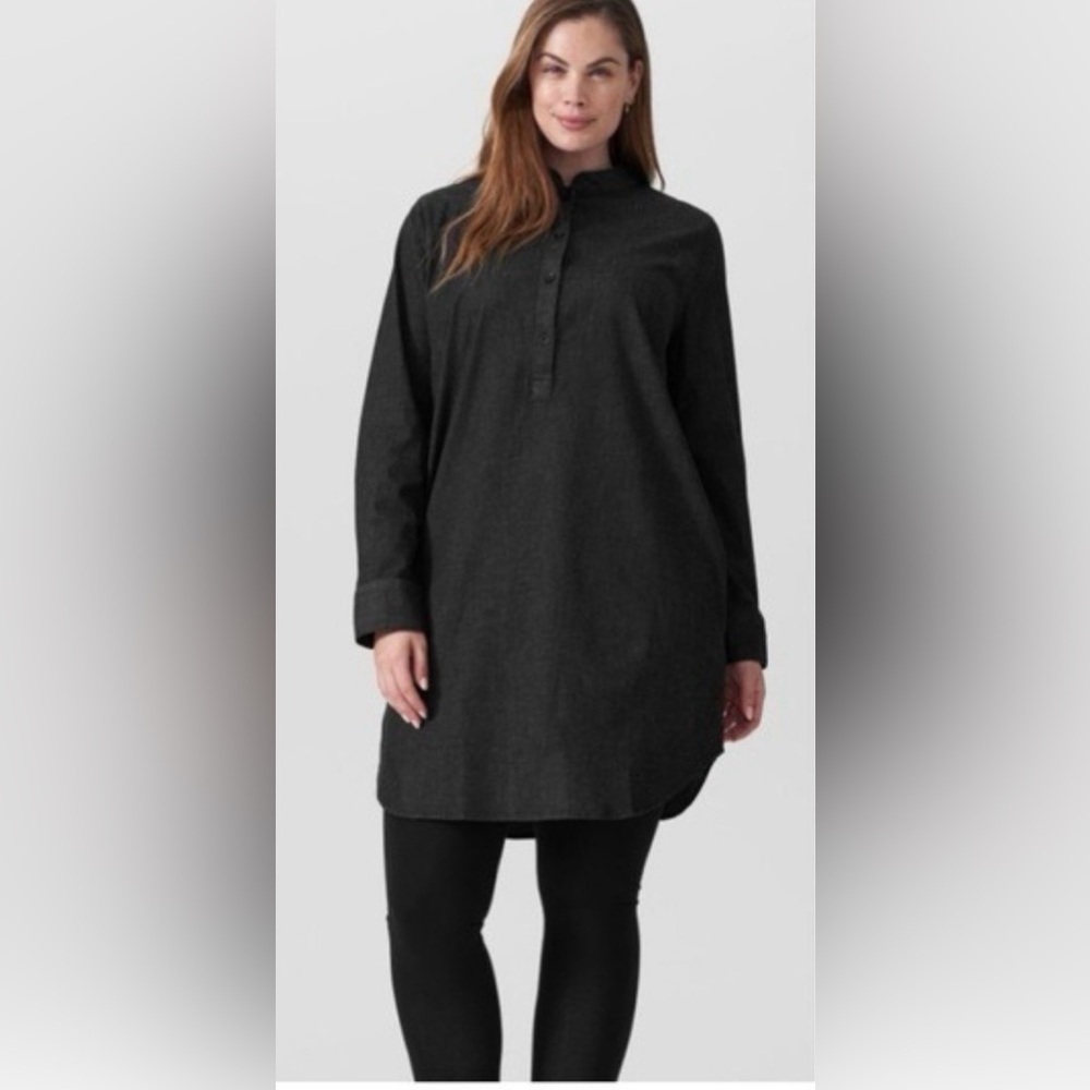 Universal Standard Hannah Denim Shirt Dress Black Stretchy Soft Women’s XL/1X